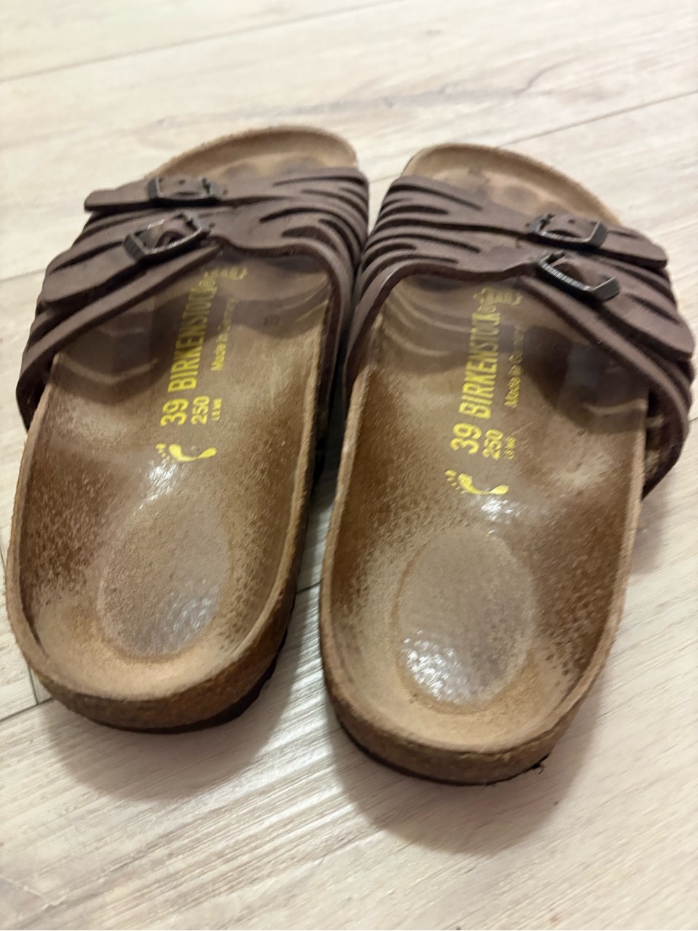Birkenstock Sandals Brown Multi-Strap Buckle Slides - Picture 3 of 6